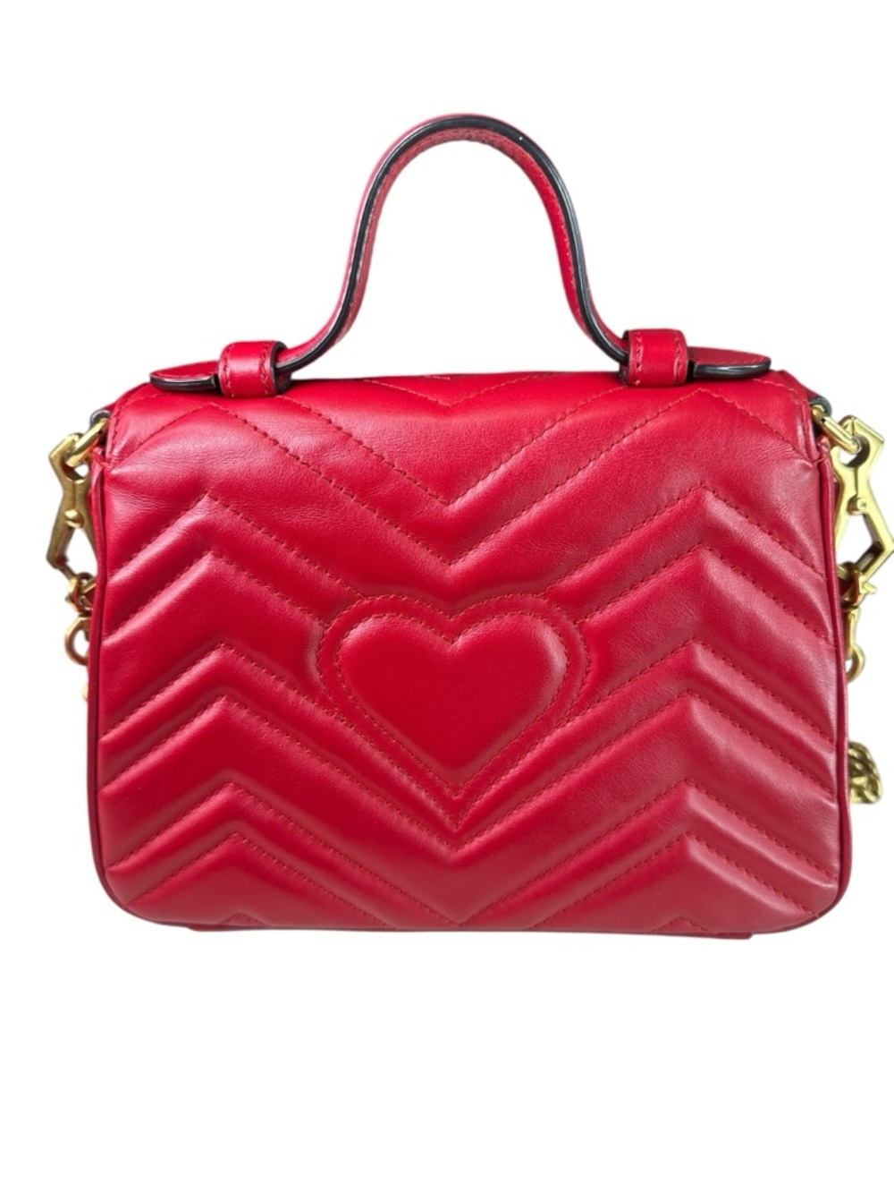 Gucci Red GG Marmont Small Top Handle Satchel with Gold Hardware - Picture 2 of 7